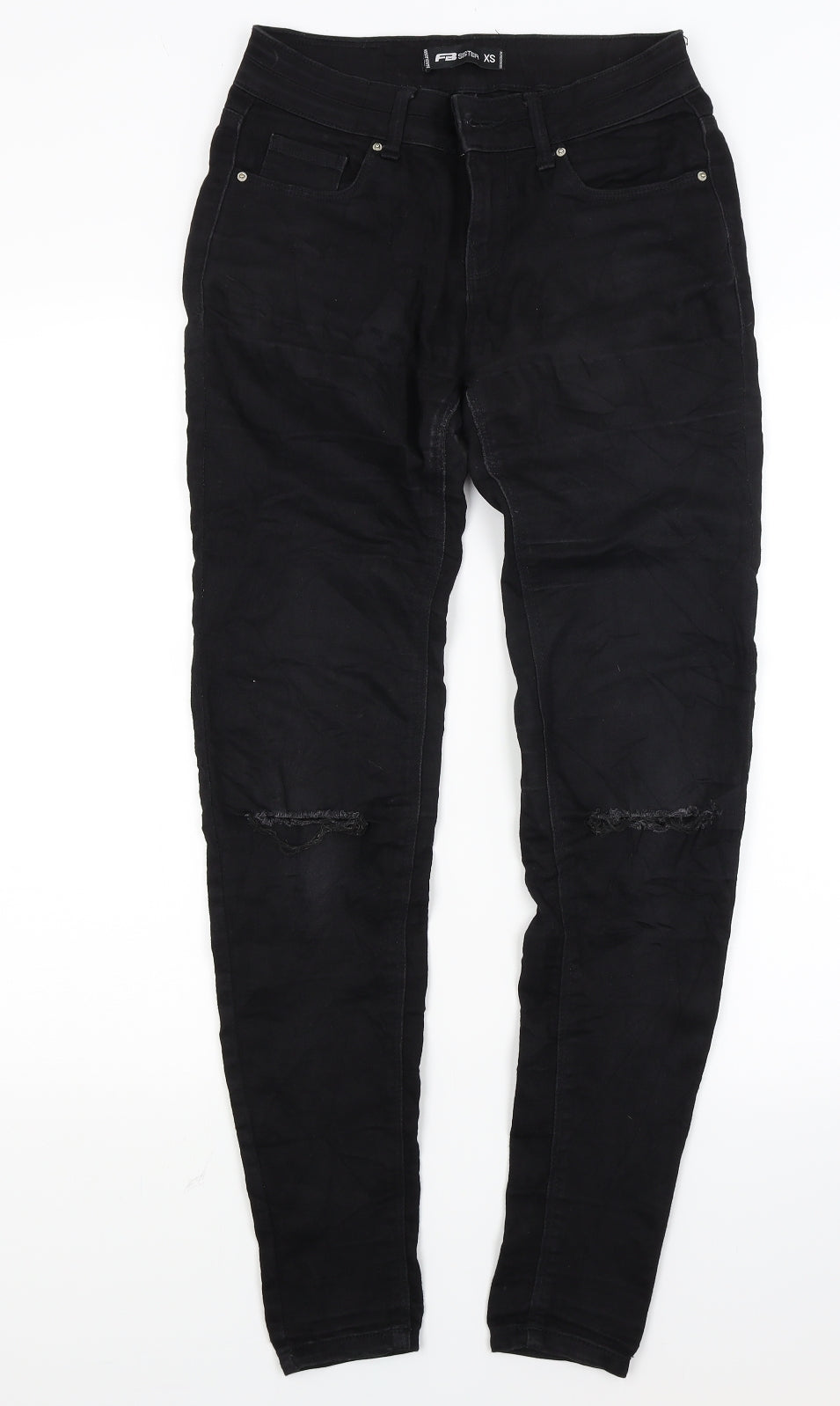 Fb Womens Black  Denim Skinny Jeans Size XS L28 in