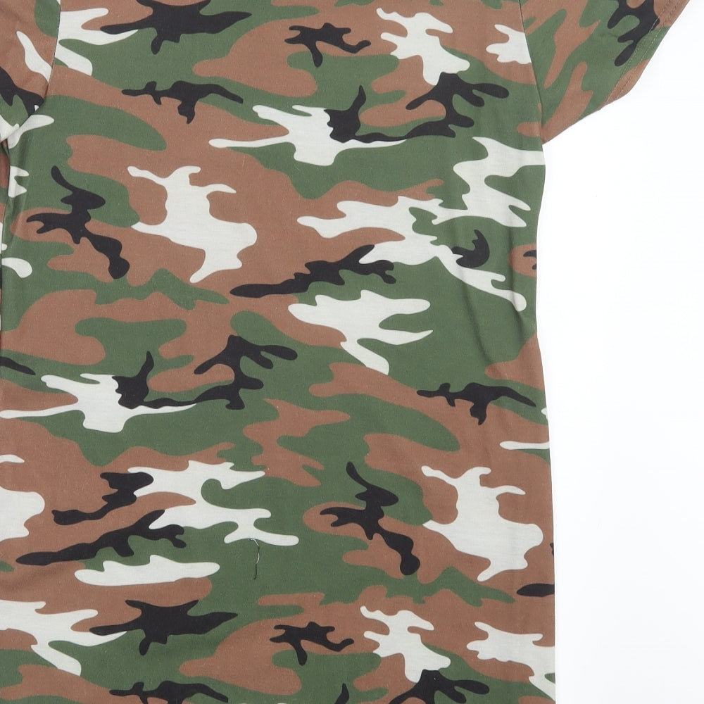 PRETTYLITTLETHING Womens Green Camouflage  Mini  Size 6