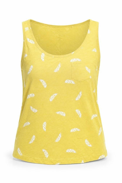 Principles Womens Yellow   Basic Tank Size 12  - Feather Print