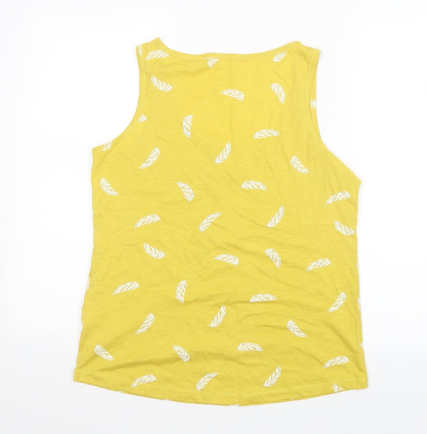 Principles Womens Yellow   Basic Tank Size 12  - Feather Print