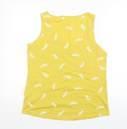 Principles Womens Yellow   Basic Tank Size 12  - Feather Print