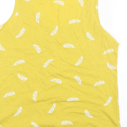 Principles Womens Yellow   Basic Tank Size 12  - Feather Print