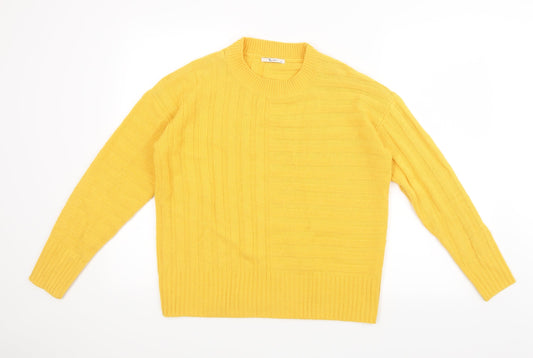TU Womens Yellow  Knit Pullover Jumper Size 10