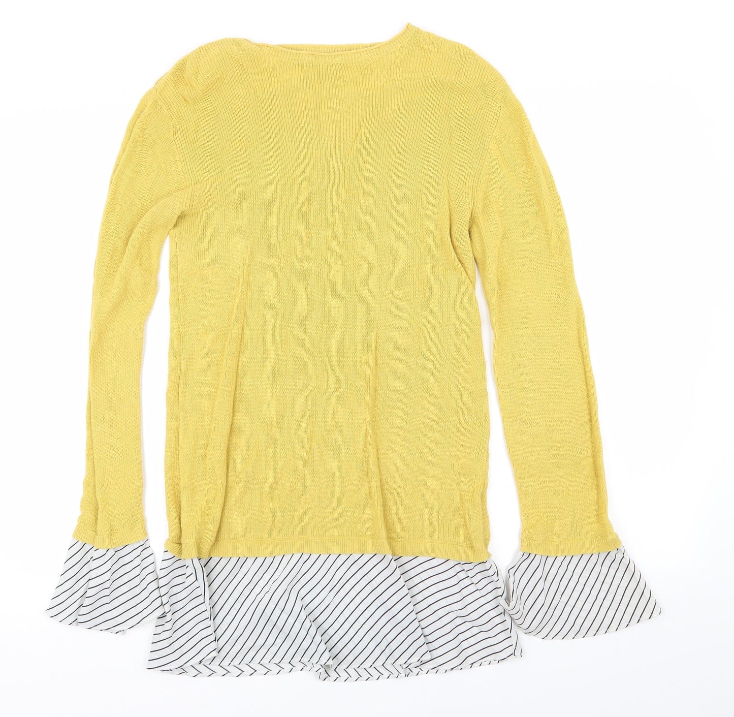 NEXT Womens Yellow Striped  Basic T-Shirt Size 10