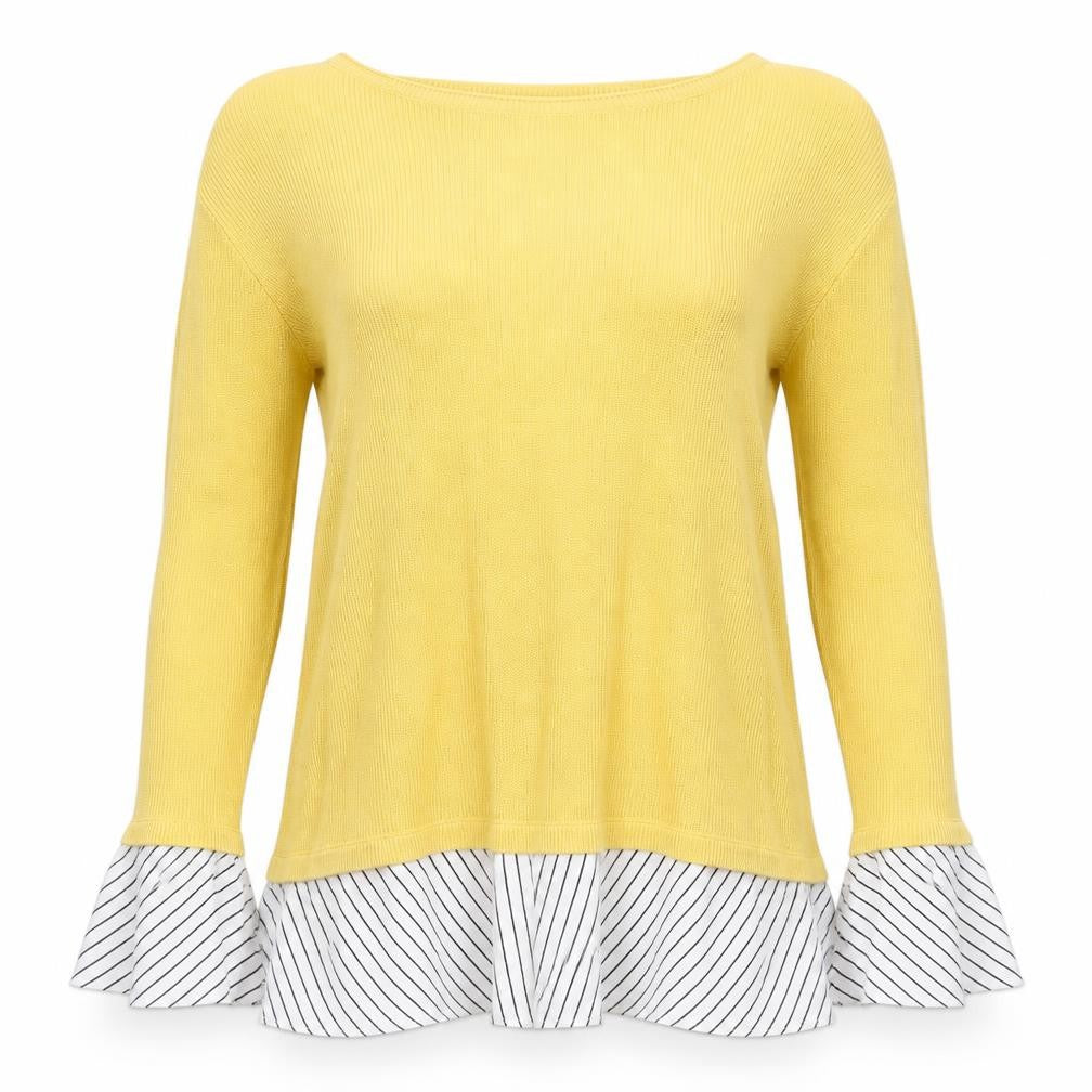 NEXT Womens Yellow Striped  Basic T-Shirt Size 10