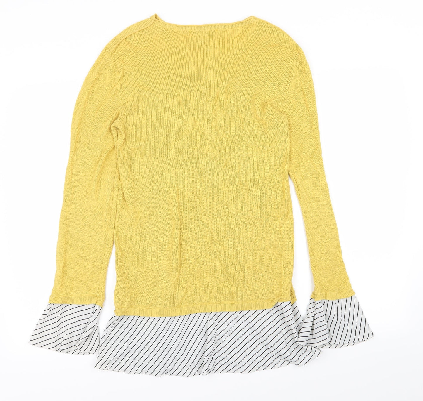 NEXT Womens Yellow Striped  Basic T-Shirt Size 10