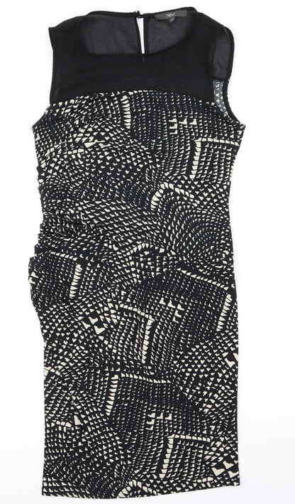 Next Womens Black Geometric  A-Line  Size 10
