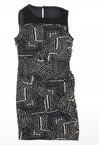 Next Womens Black Geometric  A-Line  Size 10