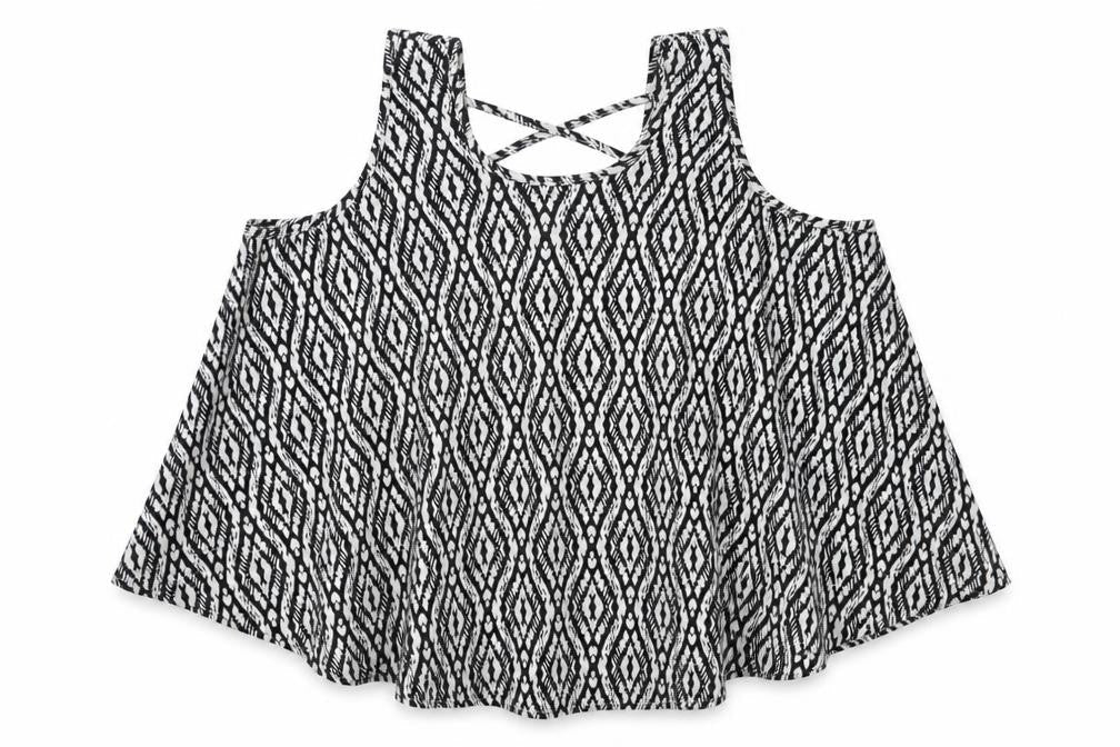 Young Dimension Girls Grey Geometric  Basic Tank Size 12-13 Years
