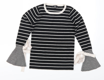 Missguided Womens Black Striped  Pullover Jumper Size 6