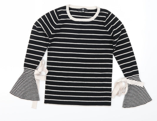Missguided Womens Black Striped  Pullover Jumper Size 6