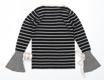 Missguided Womens Black Striped  Pullover Jumper Size 6