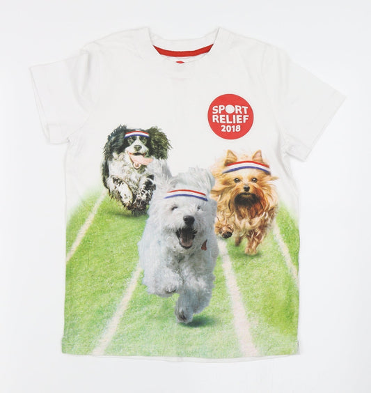 Preworn Boys White   Basic T-Shirt Size 9-10 Years  - sport relief 2018
