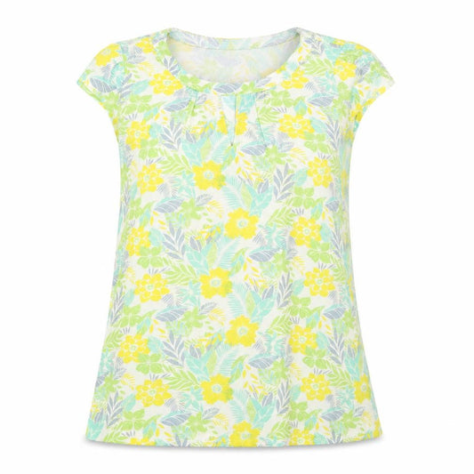 Peacocks Womens Green Floral  Basic T-Shirt Size 8