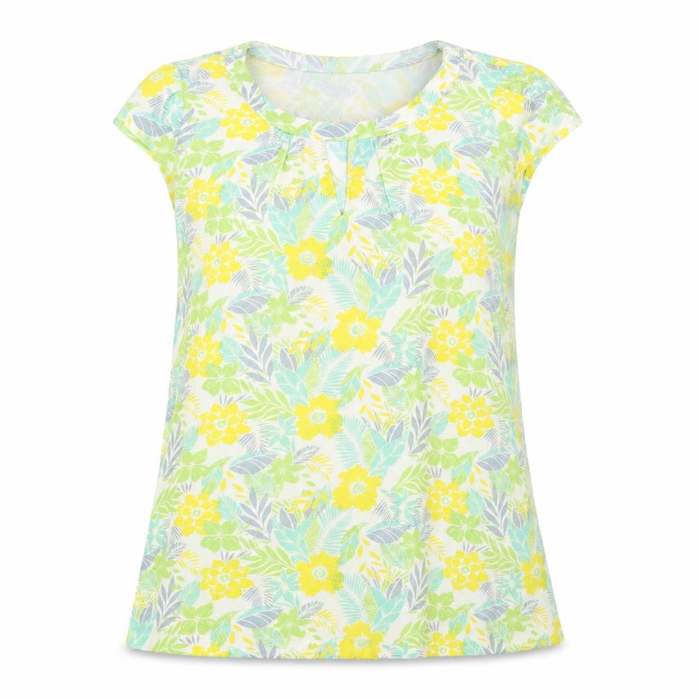 Peacocks Womens Green Floral  Basic T-Shirt Size 8