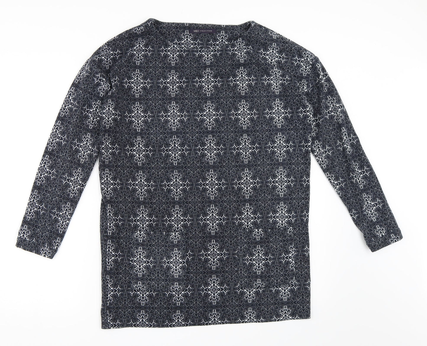 Marks and Spencer Womens Blue Geometric  Pullover Jumper Size 10