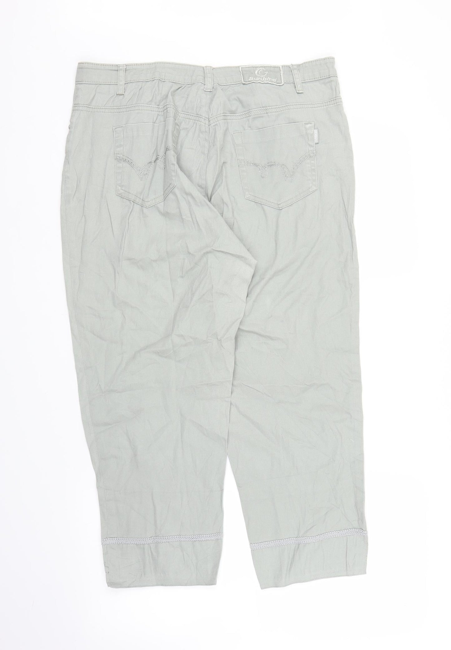 Sunbird Womens Green Floral  Capri Trousers Size L L22 in