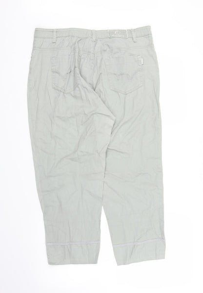 Sunbird Womens Green Floral  Capri Trousers Size L L22 in