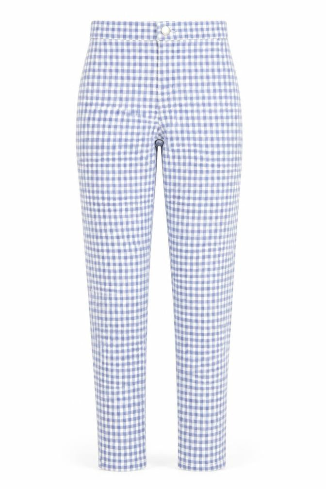 Topshop Womens Blue Check  Carrot Trousers Size 25 in L30 in