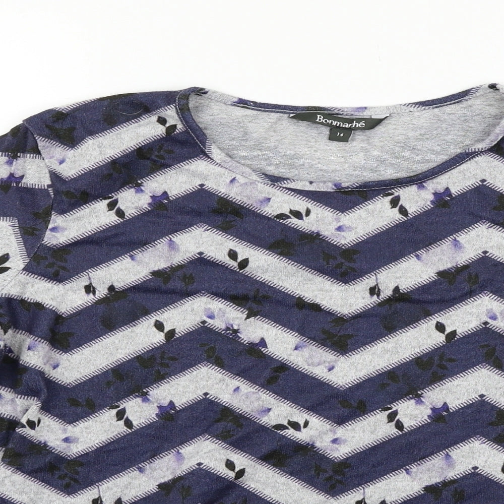 Bonmarché Womens Grey Striped  Pullover Jumper Size 14