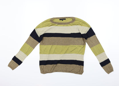 Next Womens Yellow Striped  Pullover Jumper Size 6