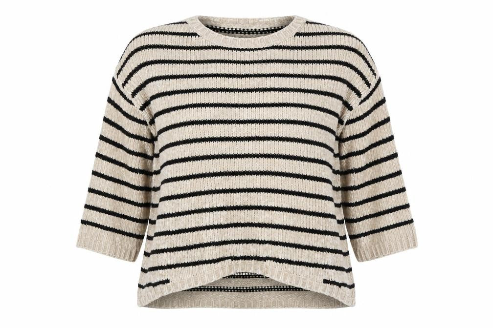 humility Womens Beige Striped  Pullover Jumper Size XL