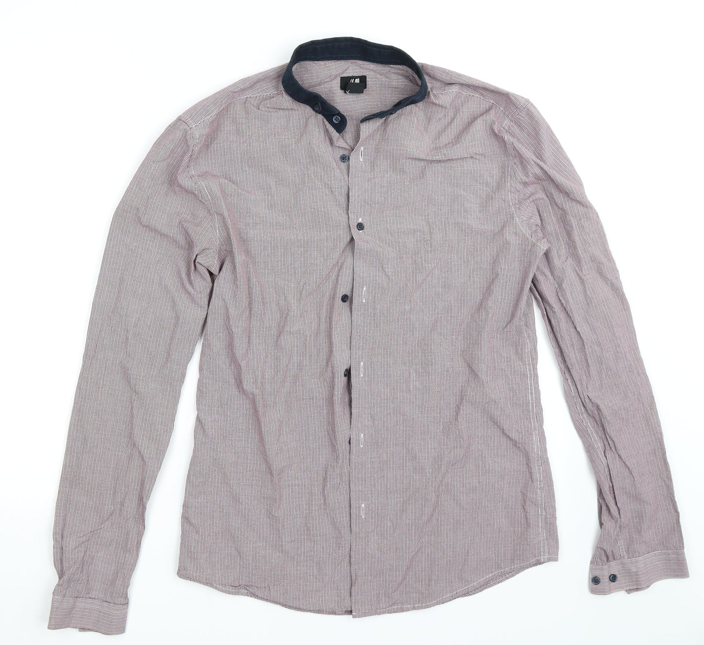 M&S Mens Pink Striped   Button-Up Size M