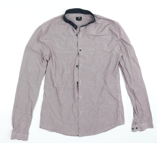 M&S Mens Pink Striped   Button-Up Size M