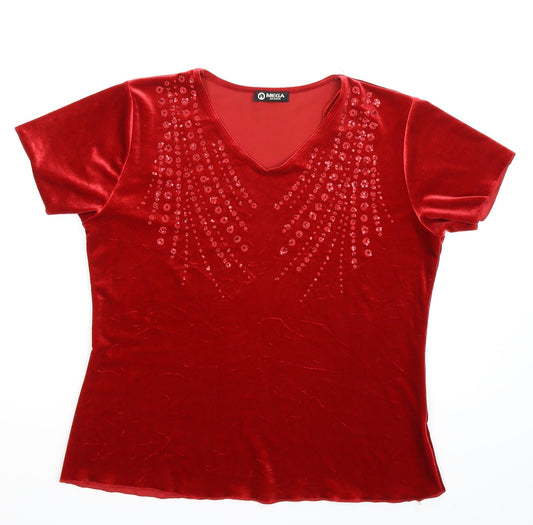 Mega Design Womens Red   Basic T-Shirt Size M