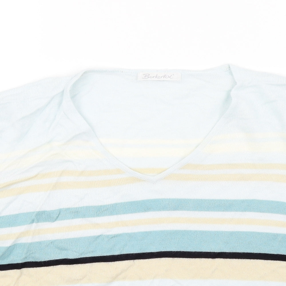 Berkertex Womens Blue Striped  Pullover Jumper Size 16