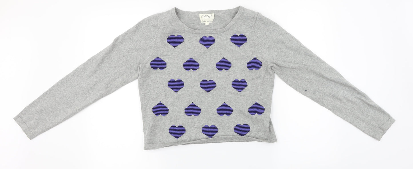 NEXT  Womens Grey   Pullover Jumper Size 12  - heart pattern