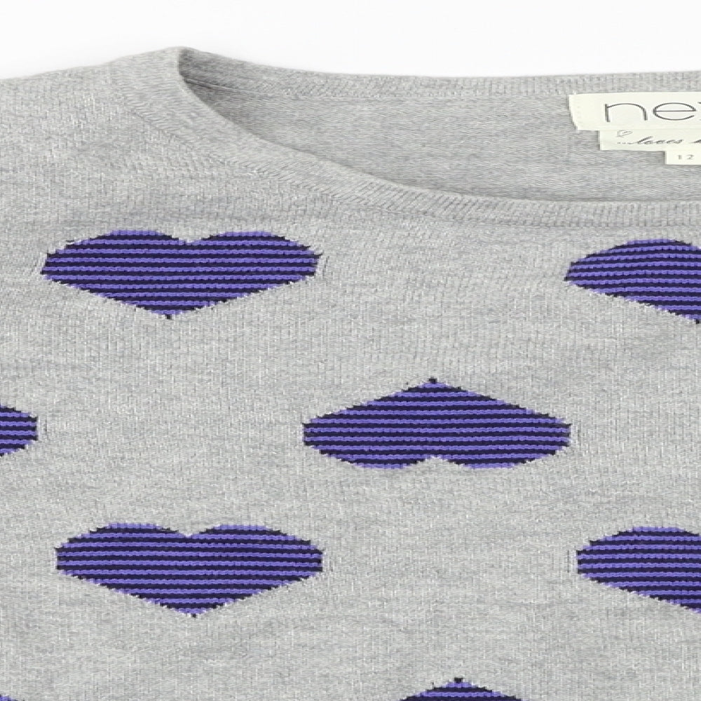 NEXT  Womens Grey   Pullover Jumper Size 12  - heart pattern