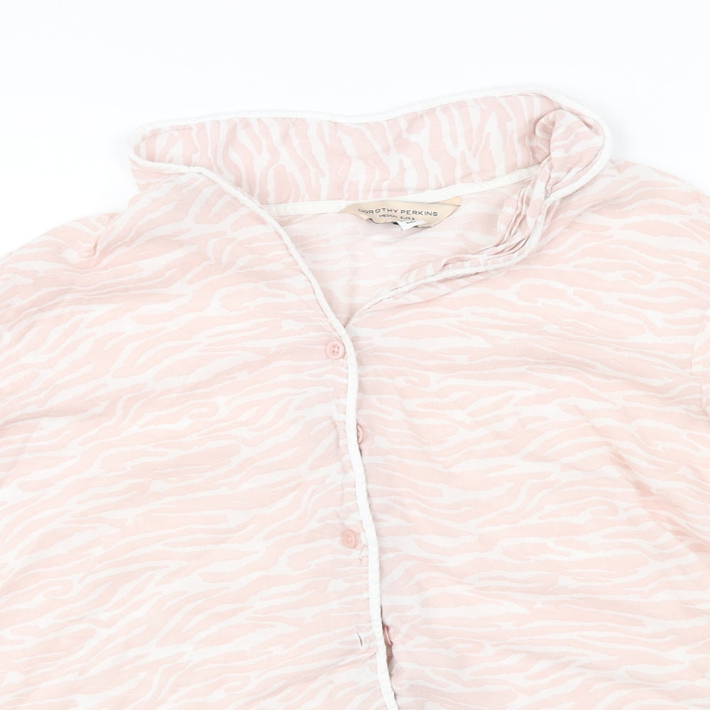 Dorothy Perkins  Womens Pink Animal Print  Basic Button-Up Size M