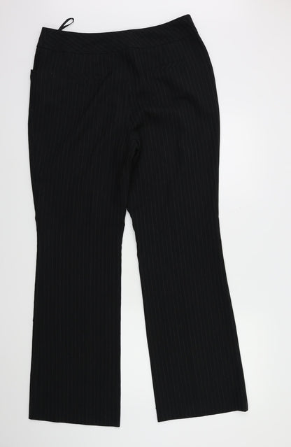 Tu Womens Black Striped  Trousers  Size 14 L31 in