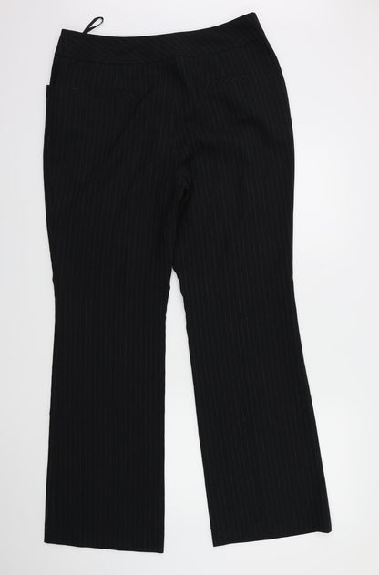 Tu Womens Black Striped  Trousers  Size 14 L31 in
