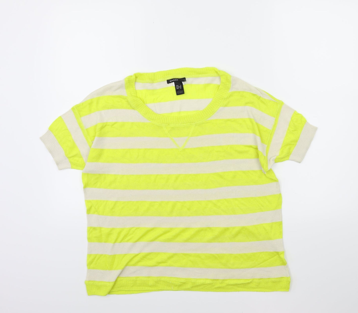 Mango Womens Yellow Striped Knit Pullover Jumper Size S