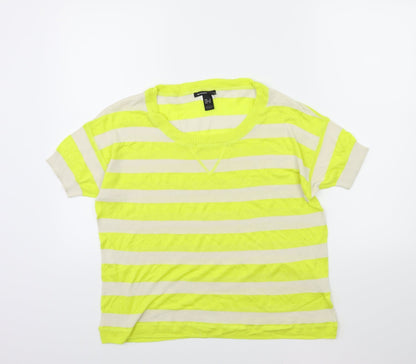 Mango Womens Yellow Striped Knit Pullover Jumper Size S
