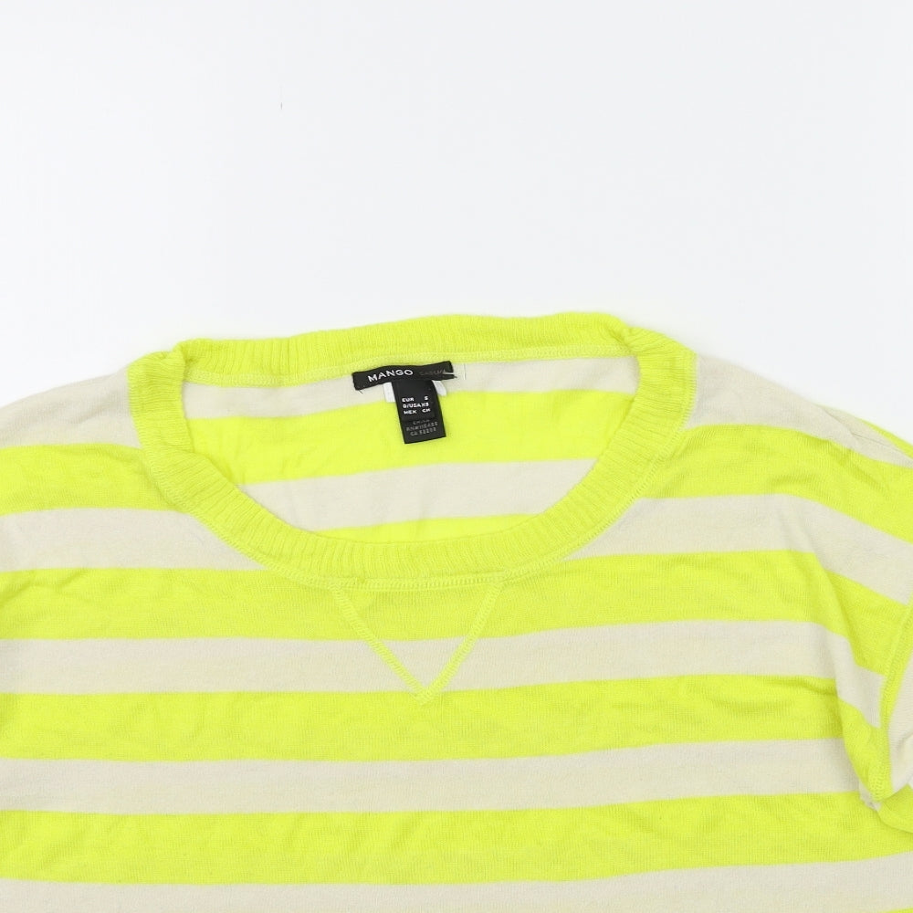 Mango Womens Yellow Striped Knit Pullover Jumper Size S