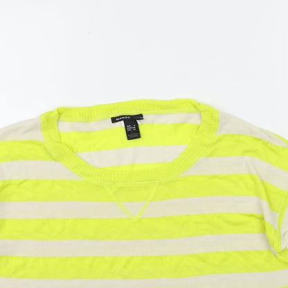 Mango Womens Yellow Striped Knit Pullover Jumper Size S
