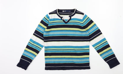 Preloved ISLE Womens Blue Striped Knit Pullover Jumper Size 10 - Front