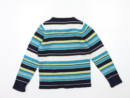Preloved ISLE Womens Blue Striped Knit Pullover Jumper Size 10 - Back