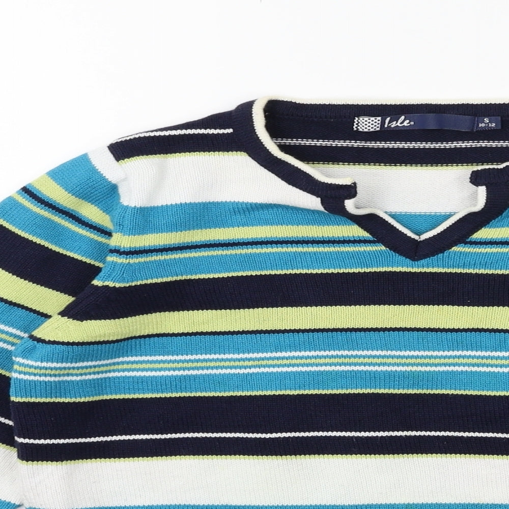 ISLE Womens Blue Striped Knit Pullover Jumper Size 10