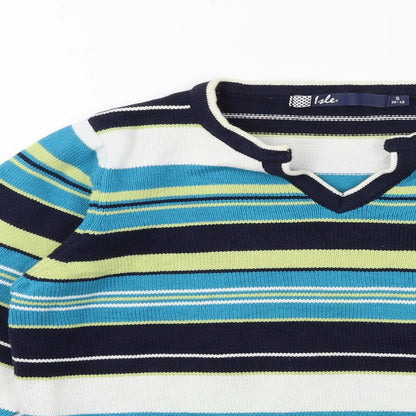 Preloved ISLE Womens Blue Striped Knit Pullover Jumper Size 10 - Detail
