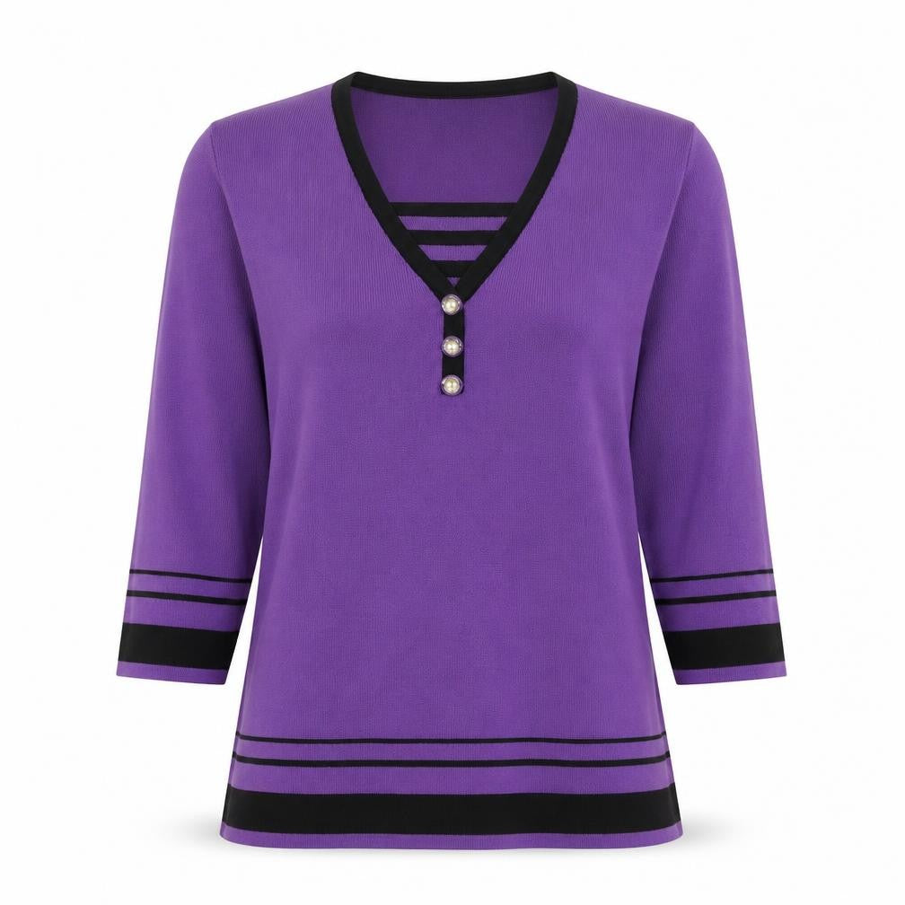 Casamia Womens Purple Knit Pullover Jumper Size S