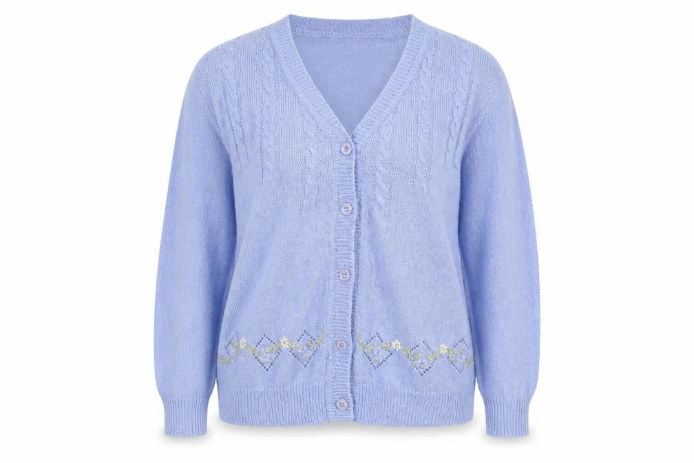 reflect Womens Blue Floral Knit Cardigan Jumper Size M