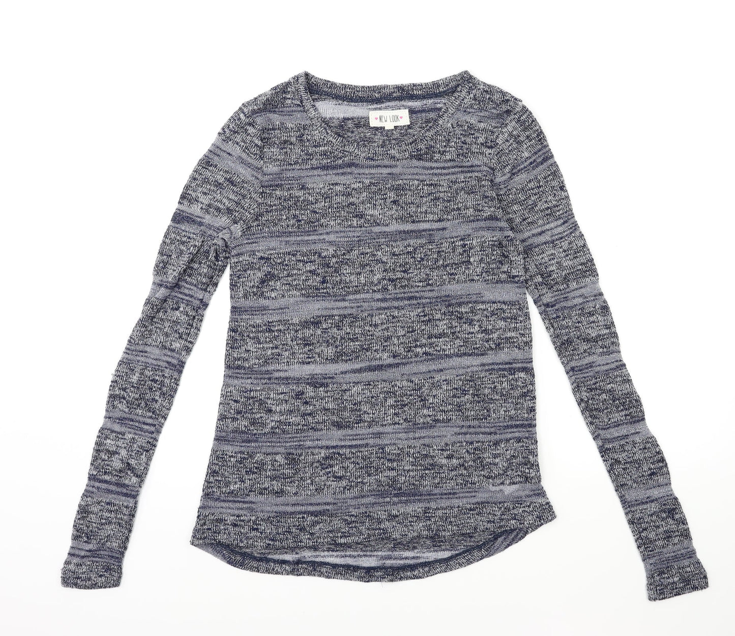 New Look Womens Blue Striped Knit Pullover Jumper Size 10