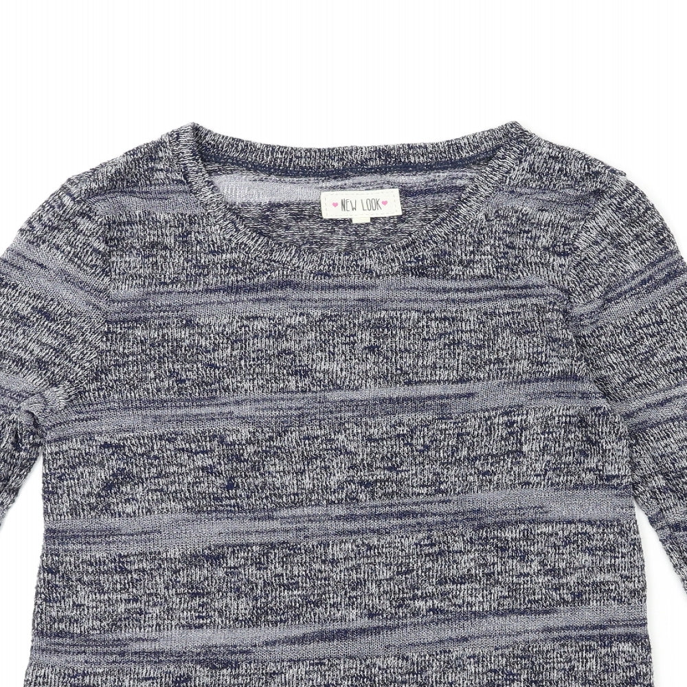 New Look Womens Blue Striped Knit Pullover Jumper Size 10