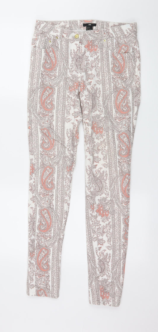 H&M Womens Multicoloured Paisley Denim Skinny Jeans Size 10 L30 in