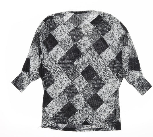 New Look Womens Black Argyle/Diamond Knit Pullover Jumper Size S
