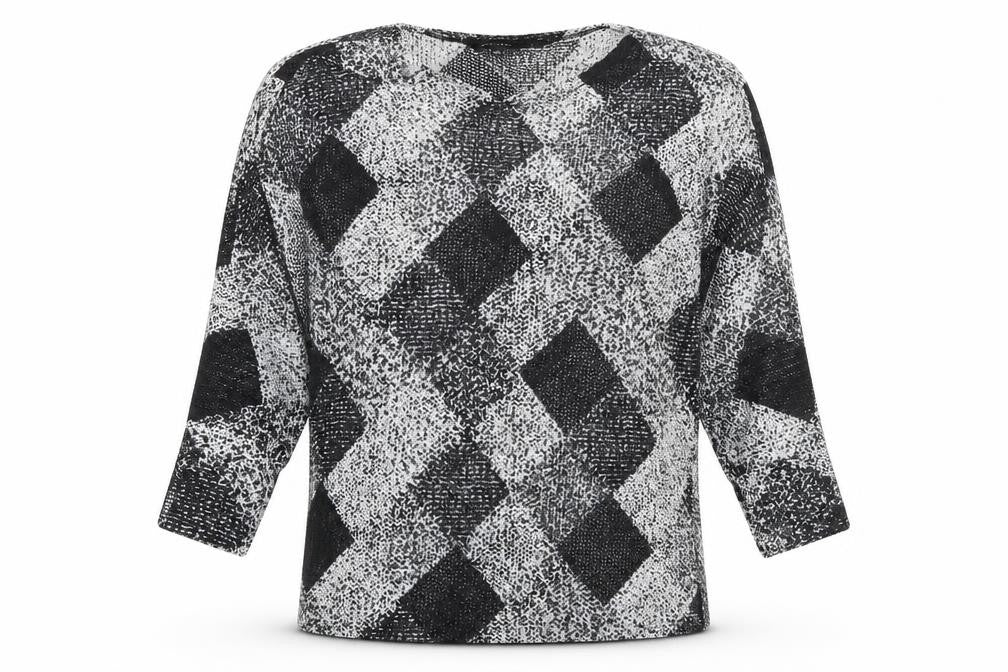 New Look Womens Black Argyle/Diamond Knit Pullover Jumper Size S
